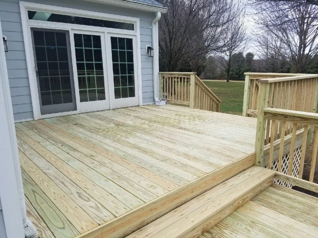 Treated lumber deck